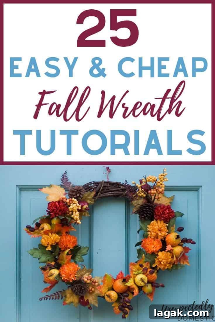 25 Fall Wreath Ideas to Beautify Your Front Door 2 How to make a festive fall wreath for your front door. These DIY fall wreath tutorials are easy, fun, and cheaper than buying a boring store one.