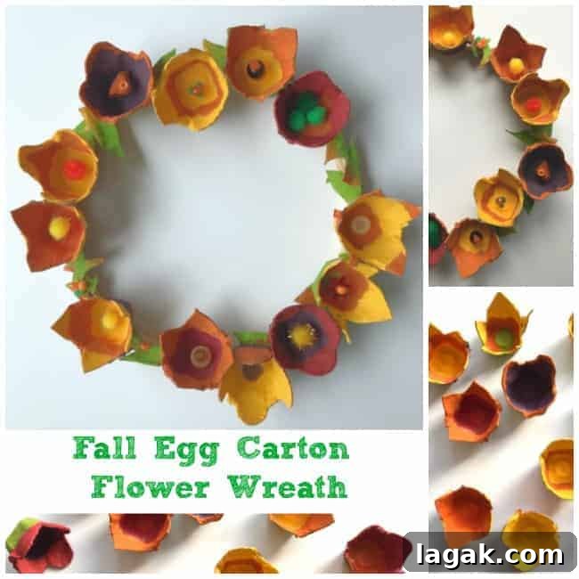 Lovely Fall Egg Carton Flower Wreath
