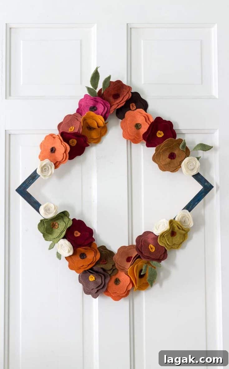 Felt Flower Wreath for Fall