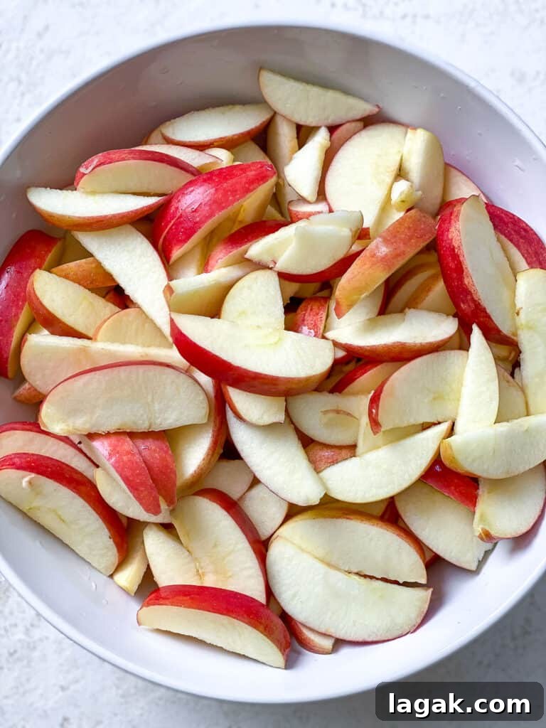 sliced apples in a bowl