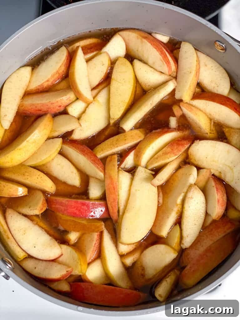 mixed apple and spices in a bowl