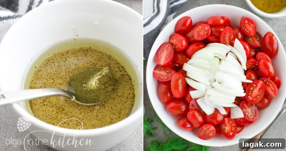 This super Quick Tomato Salad is a summer favorite at every BBQ party. Simple, fresh and delicious and only takes 10 minutes to put together! | olgainthekitchen.com