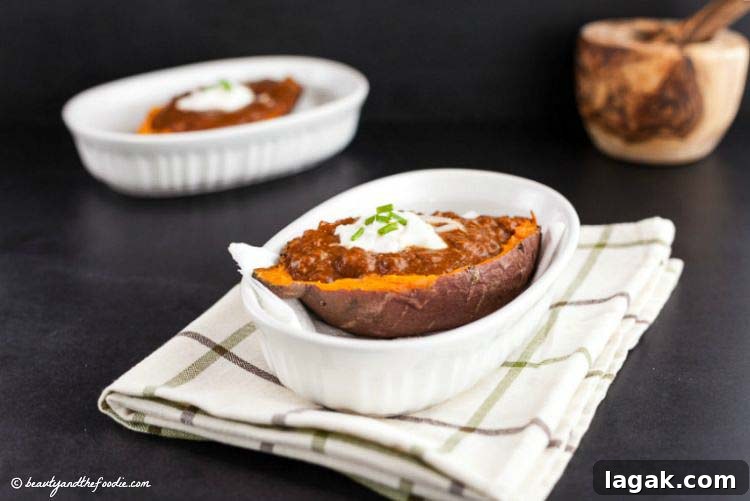 Taco Chili Stuffed Sweet Potatoes Recipe for Flavor-Packed Dinner 2 Taco Chili Stuffed Sweet Potatoes. grain free, paleo and low carb