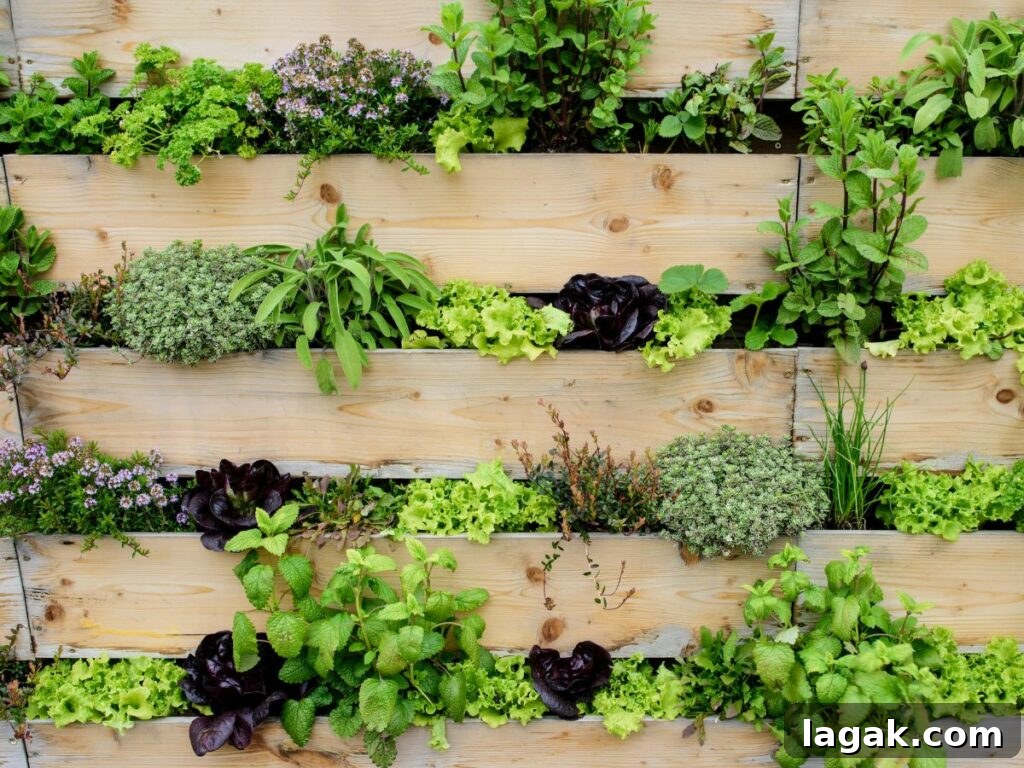Vertical Gardening: 7 Practical Tips for Growing Your Own Food 5 Vertical herb garden with wood panels.