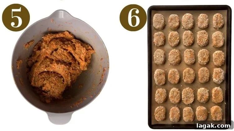Crispy Chicken Nuggets with Veggie Dip and Hidden Veggies 5 Steps to make chicken nuggets with veggies.
