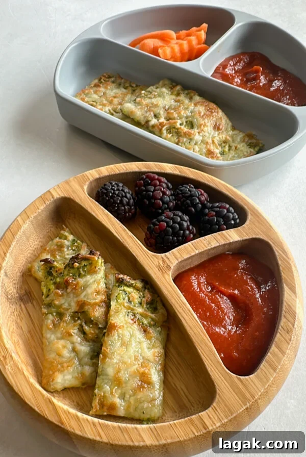 Crispy Chicken Nuggets with Veggie Dip and Hidden Veggies 9 Broccoli cheese bread served with marinara sauce.