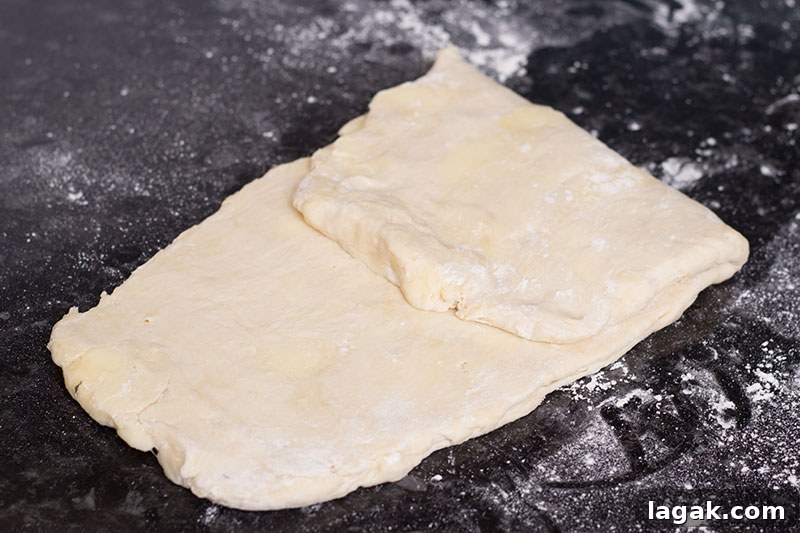 Flaky Spelt Rough Puff Pastry Recipe for Crispy Pastry Layers 9 Rolled and folded spelt rough puff pastry