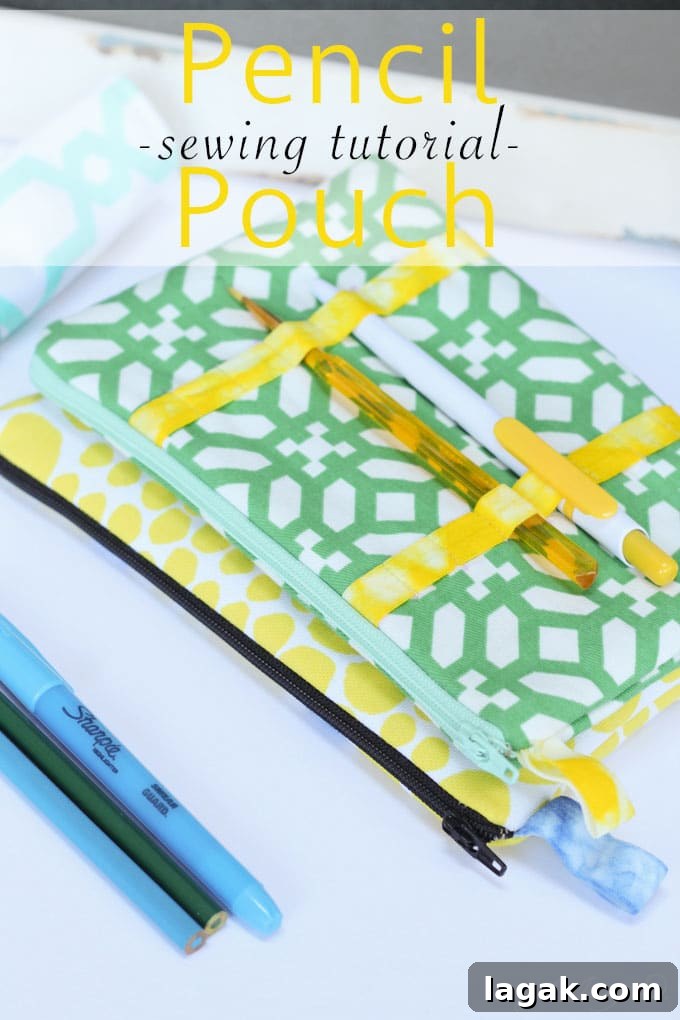 DIY Sew a Pencil Pouch: Step-by-Step Sewing Tutorial 2 Pencil Pouch Sewing Tutorial - a cool twist on the classic zip pencil pouch with accessible pen storage on the outside!