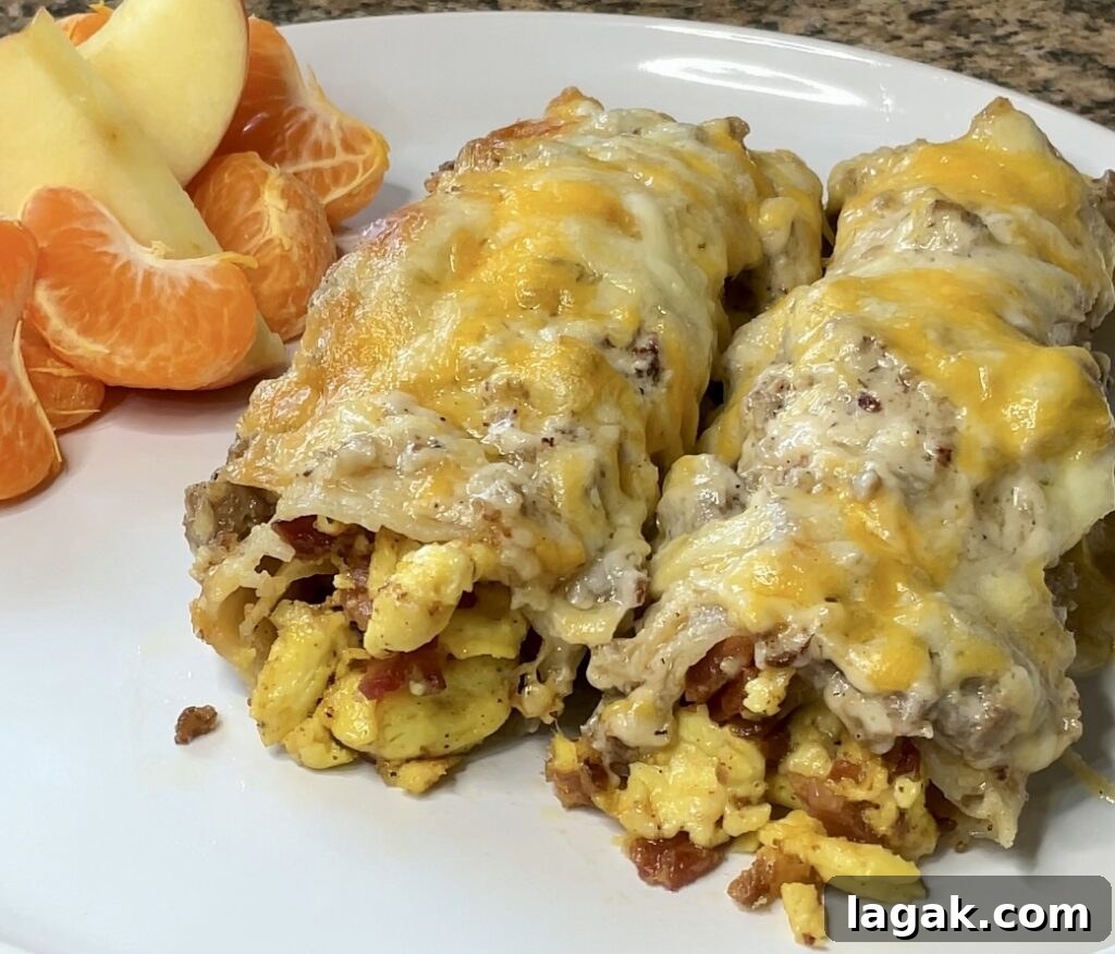 Smothered Breakfast Burritos: Fully Loaded Morning Burrito Recipe 2 Loaded Smothered Breakfast Burritos