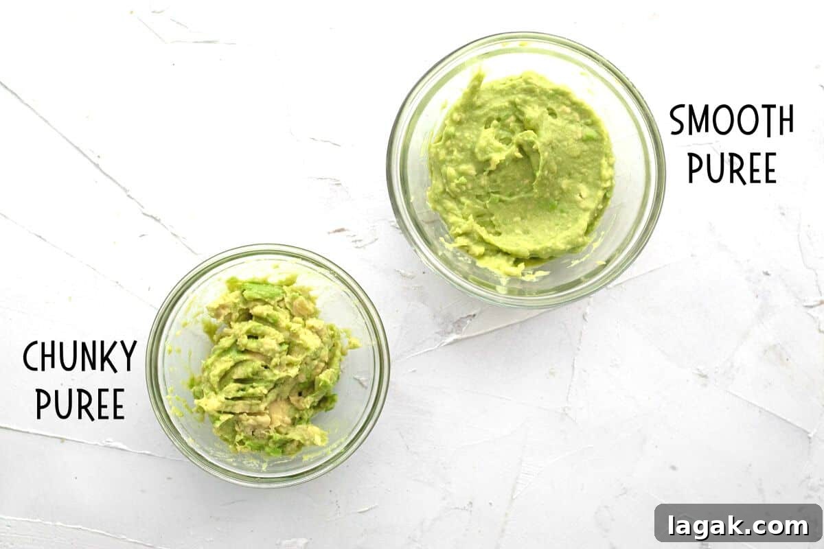 3-Ingredient Dunkin’ Style Avocado Toast Recipe 7 showing two consistencies of mashed avocado.