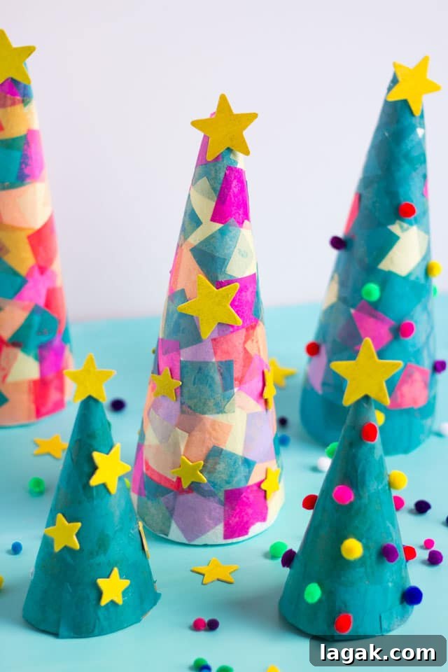 Tissue Paper Christmas Trees