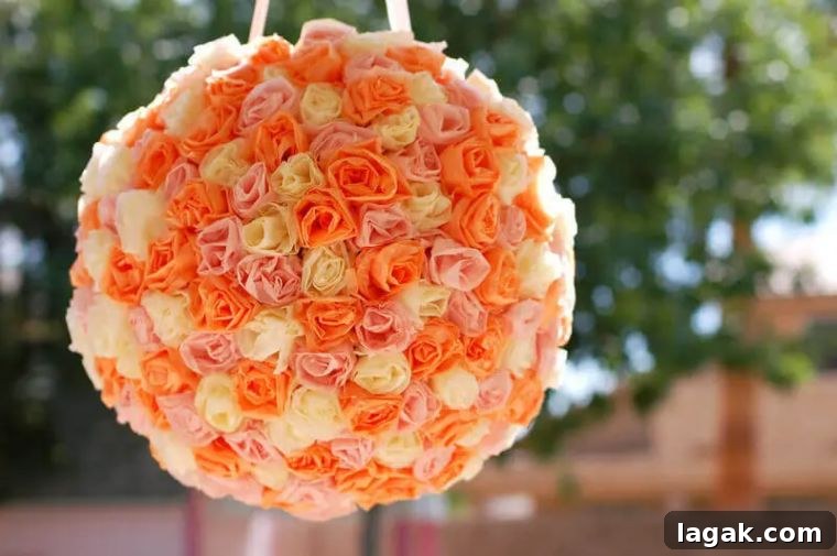Tissue Paper Rose Pomander Pinata