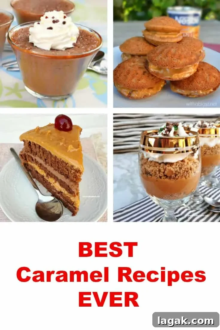Best Caramel Recipes collection Assorted caramel treats: cakes, bars and sauces