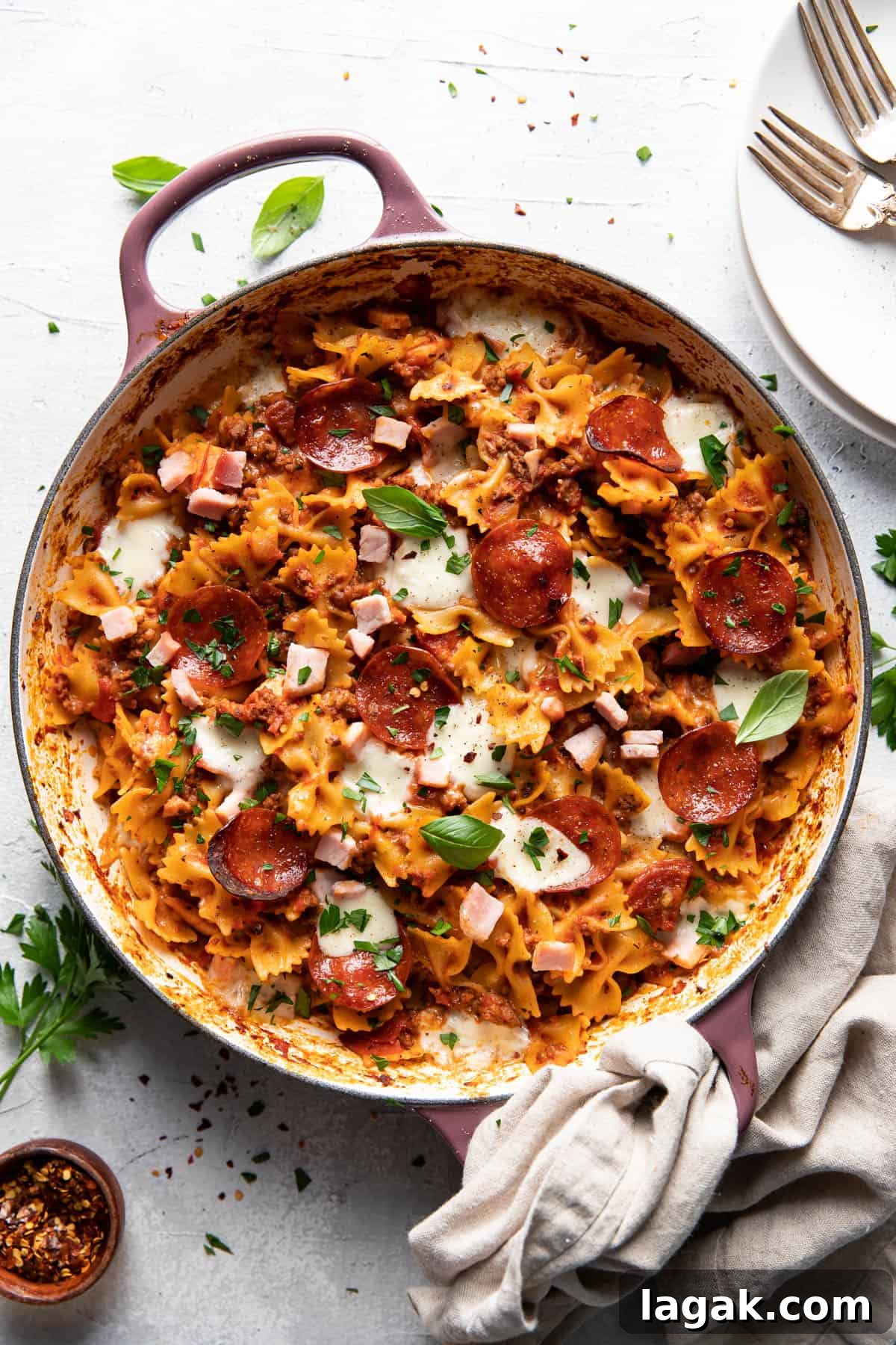 30-Minute Meat-Lovers Pizza Pasta Bake: One-Pot Comfort Meal 2 meat lovers pizza pasta bake.