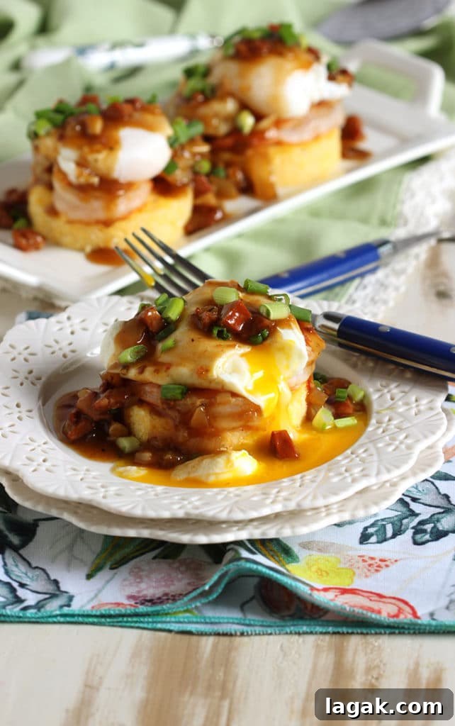 Shrimp and Grits Eggs Benedict with Spicy Red-Eye Gravy 2 Shrimp and Grits Eggs Benedict with Spicy Red Eye Gravy