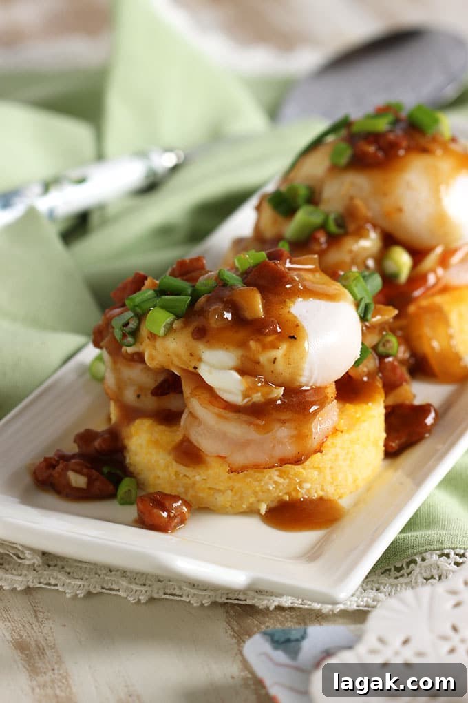 Shrimp and Grits Eggs Benedict with Spicy Red-Eye Gravy 3 Shrimp and Grits Eggs Benedict with Spicy Red Eye Gravy