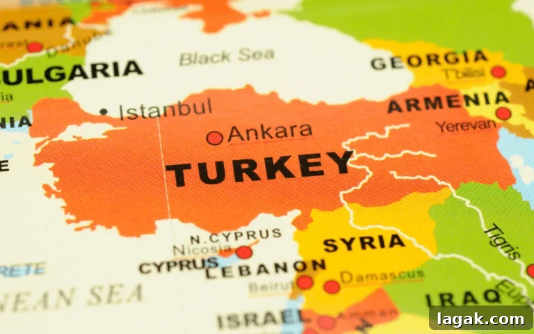 colorful map of Turkey and surrounding countries