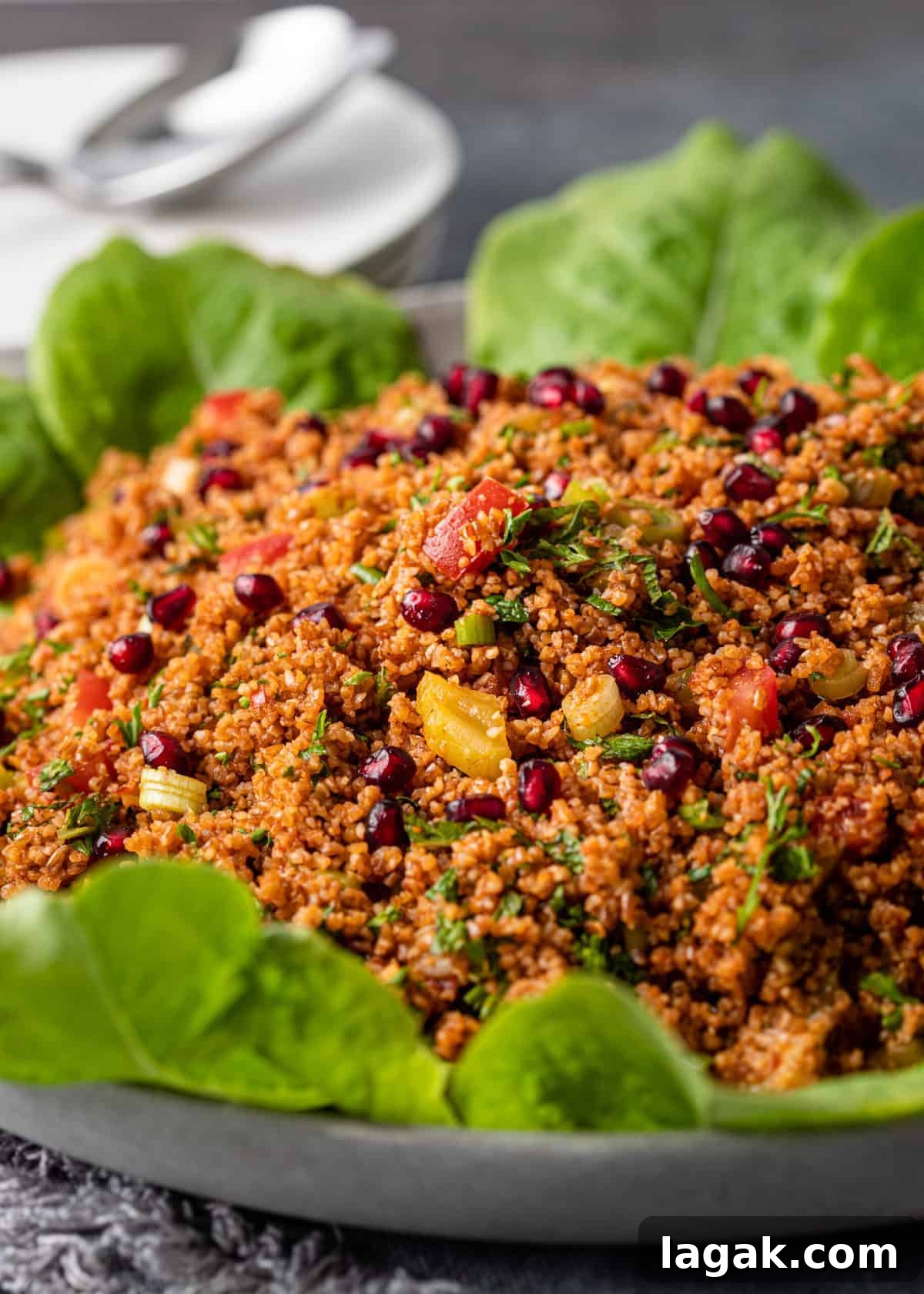 turkish kisir bulgur salad on platter