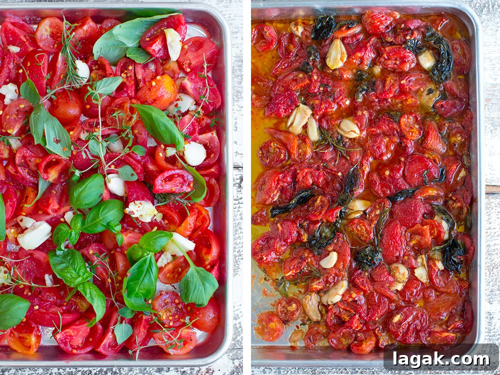 Tomato Confit and Burrata Crostini Recipe 5 Tomato Confit - Pre Bake/Post Bake.