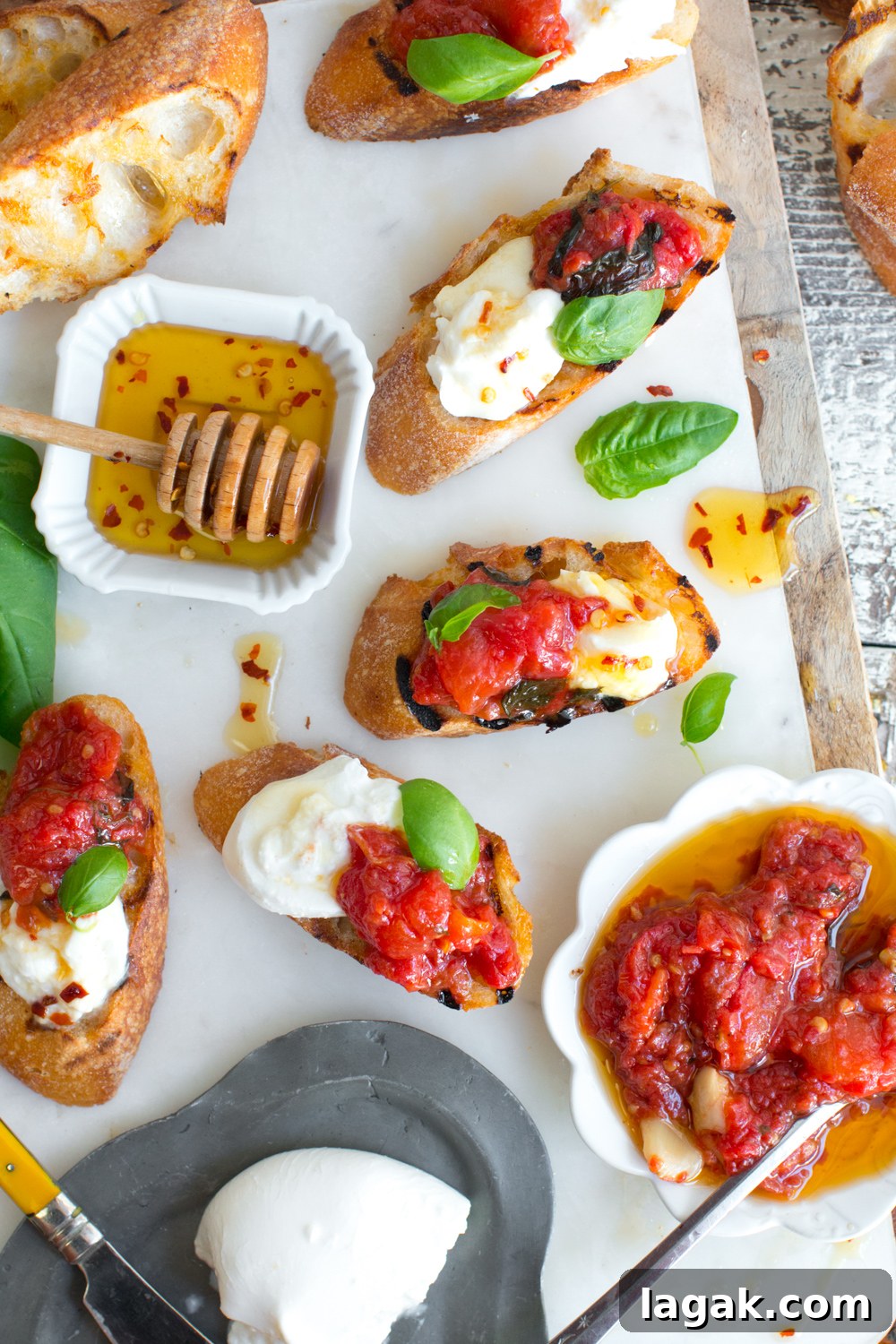 Tomato Confit and Burrata Crostini Recipe 9 Tomato Confit & Burrata Crostini assembly