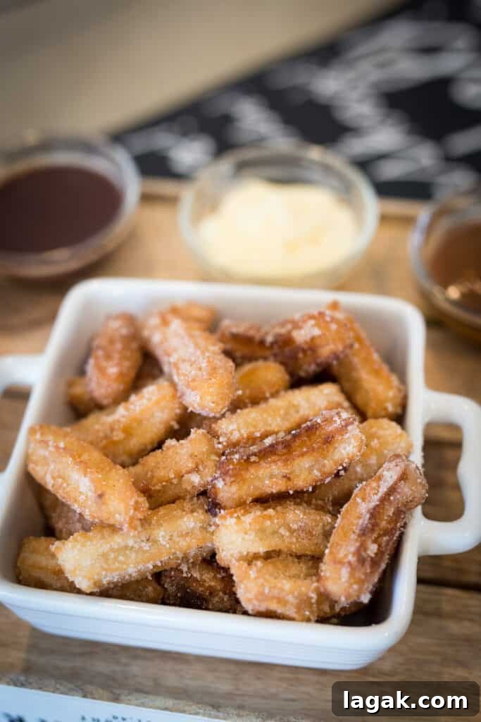 mini churros in a bowl