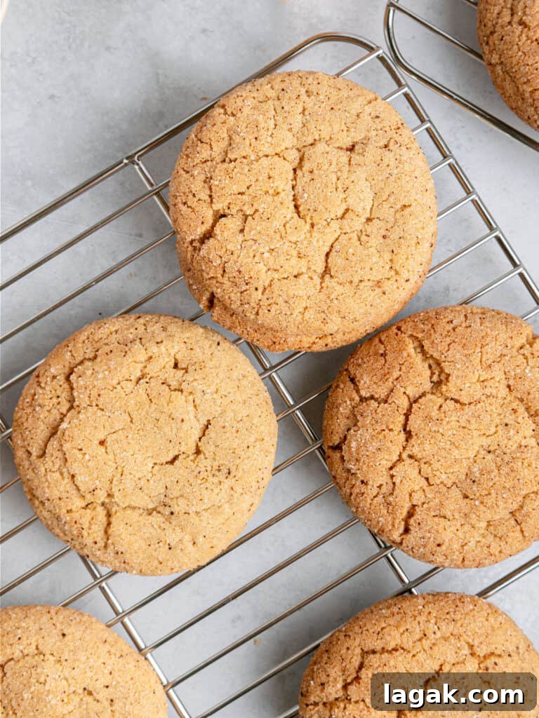 Chewy Browned Butter Snickerdoodle Cookies Recipe 10 Metal racks with snickerdoodles. Light gray background.