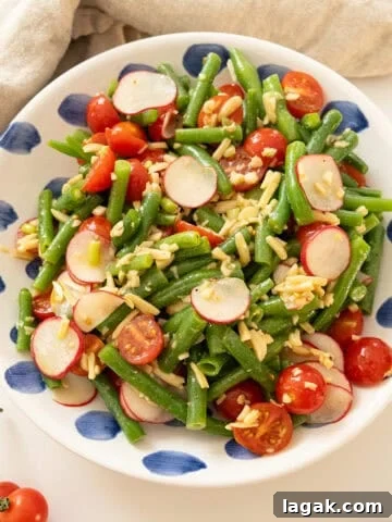 Italian green bean salad in a bowl.