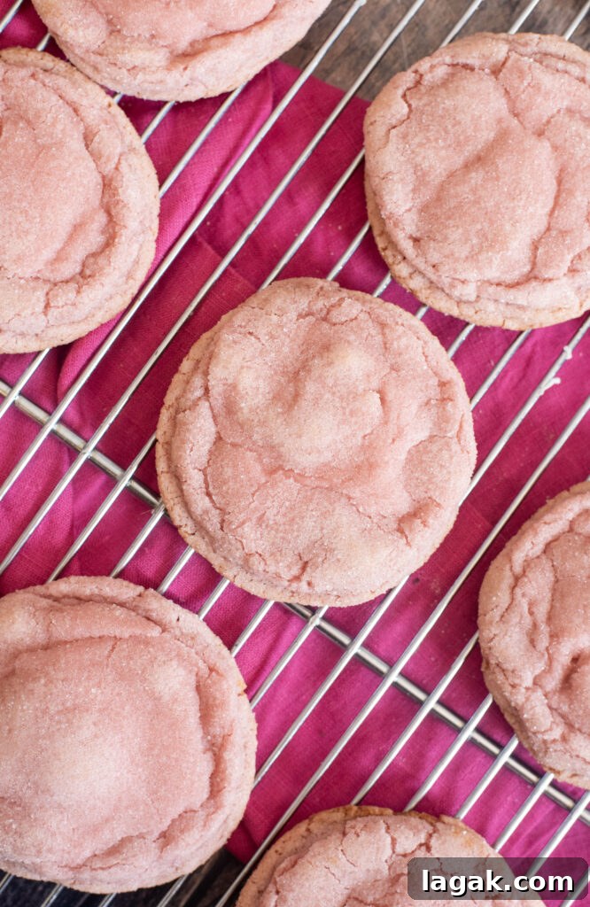 Strawberry Crinkle Cookies Recipe — Soft Pink Cookies for Spring 2 Soft, chewy pink strawberry crinkle cookies made with real homemade strawberry syrup. Perfect homemade Valentine’s Day treat or dessert for gifting and parties.