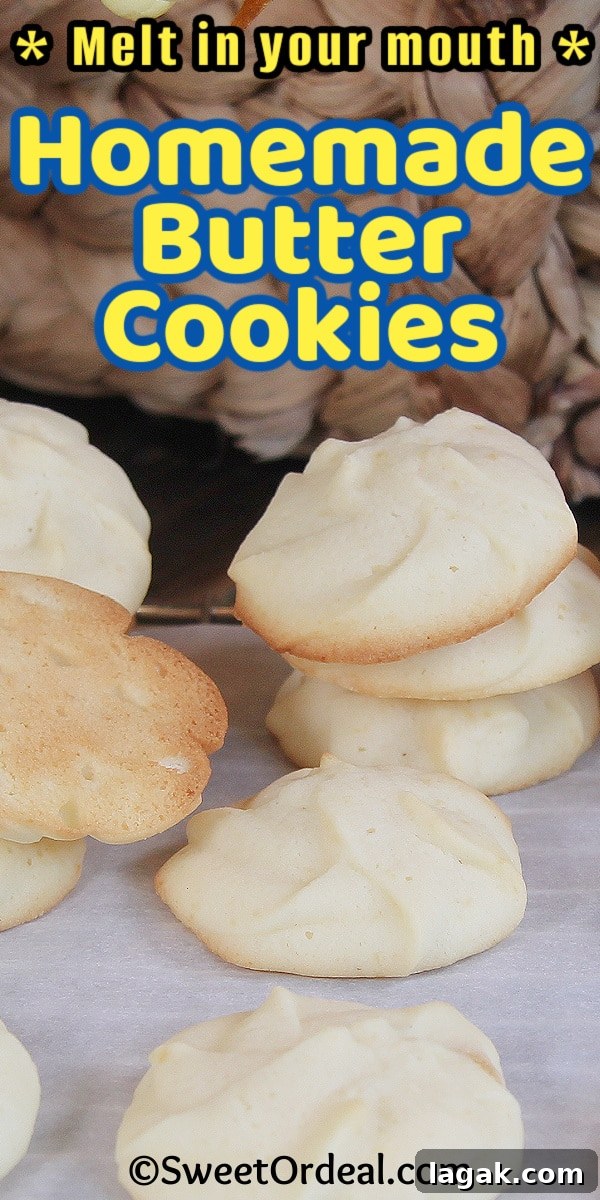 Homemade Butter Cookies are super easy to make using a cookie press or piping bag with open star tip. Cookie treats with golden bottoms and edges.