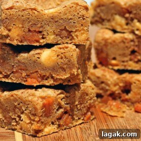 White Chocolate Caramel Blondies Recipe with Gooey Salted Caramel 8 white chocolate caramel blondies stacked