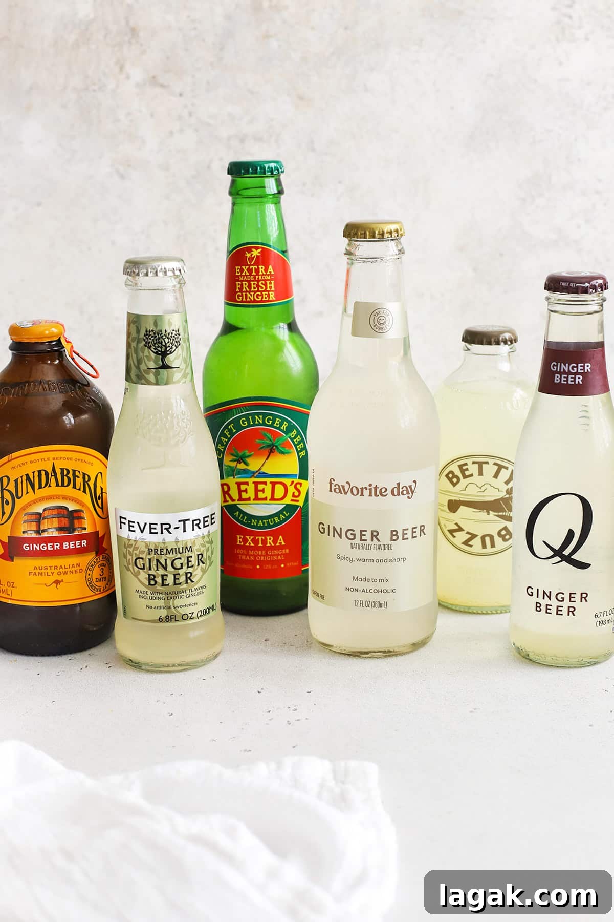Top Ginger Beers for Crafting Perfect Mocktails 10 Front view of six brands of ginger beer