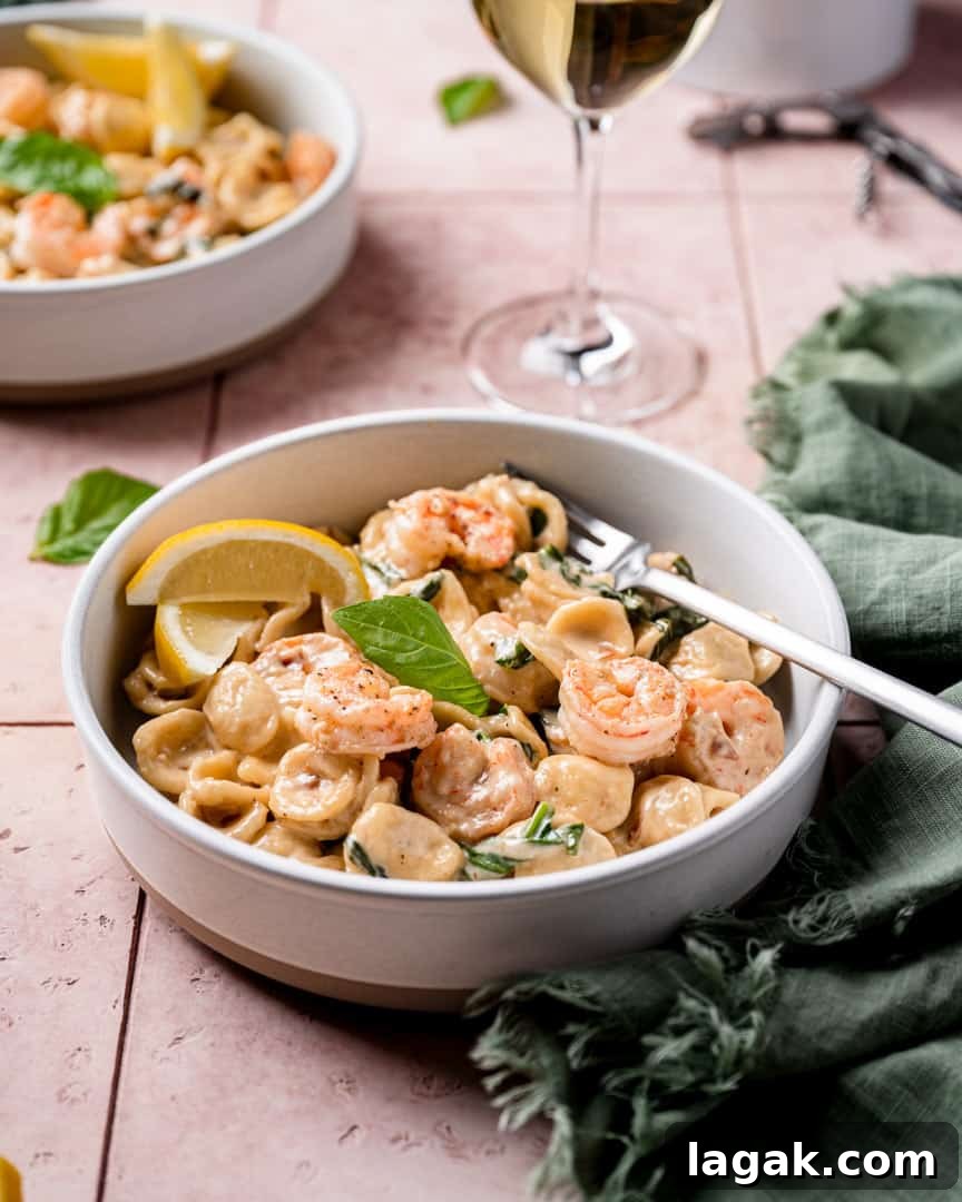 Lemon Garlic Shrimp Orecchiette with Creamy Sauce 2 Shrimp Orecchiette with Garlic Lemon Cream Sauce