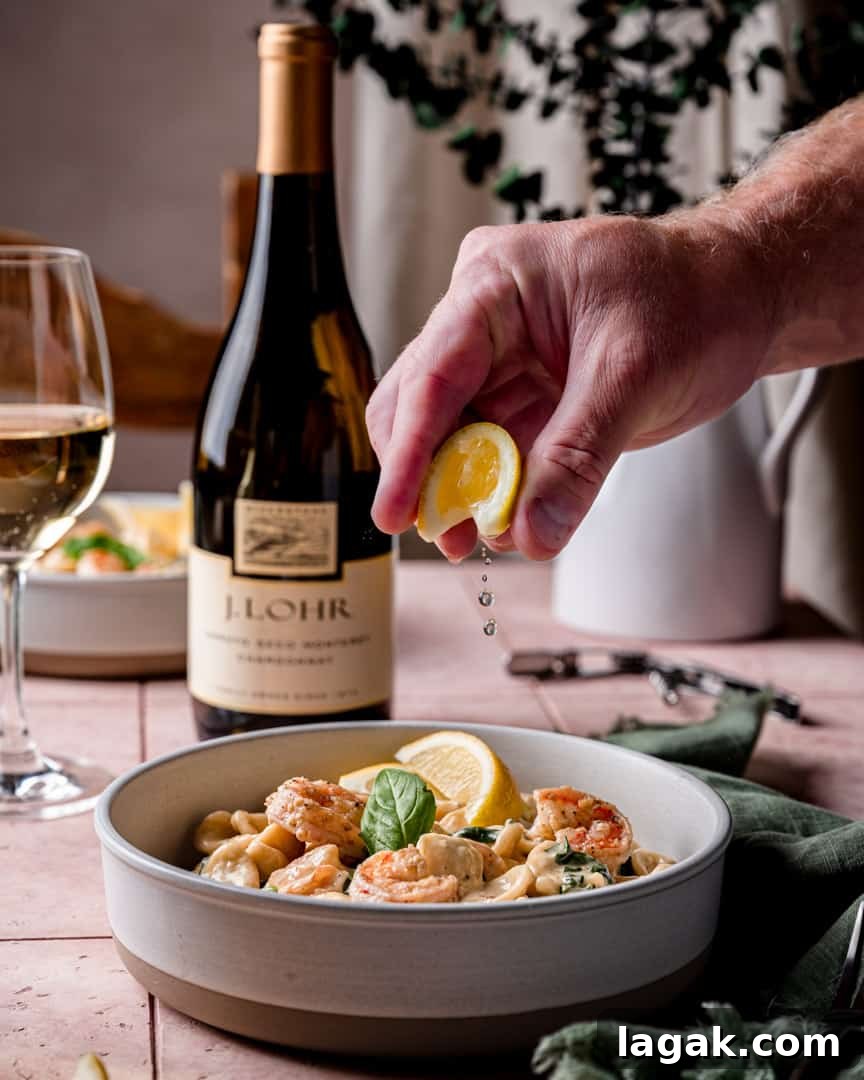 Lemon Garlic Shrimp Orecchiette with Creamy Sauce 4 Shrimp Orecchiette with Garlic Lemon Cream Sauce