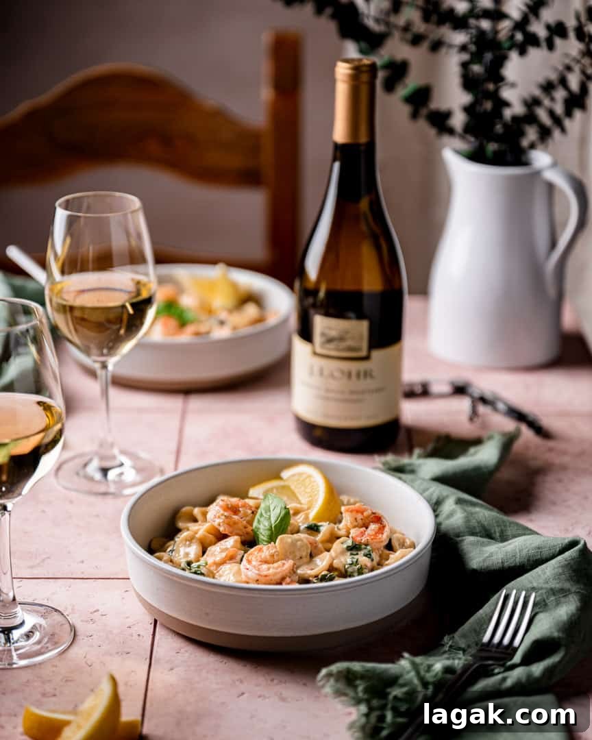 Lemon Garlic Shrimp Orecchiette with Creamy Sauce 5 Shrimp Orecchiette with Garlic Lemon Cream Sauce