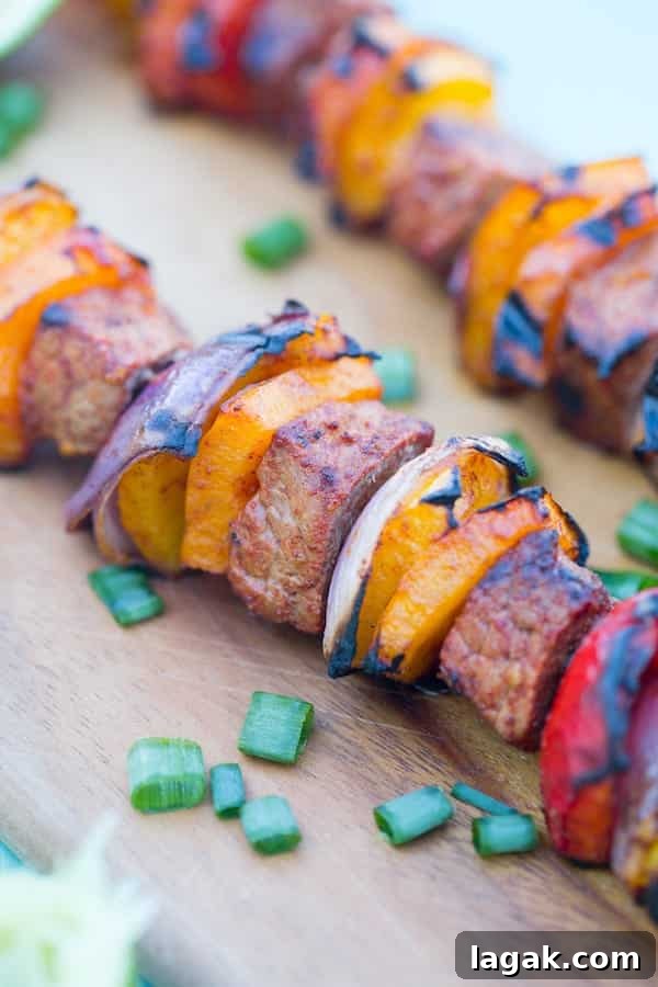 Grilled Steak Fajita Kabobs with Peppers and Onions 4 Steak Fajita Kabobs