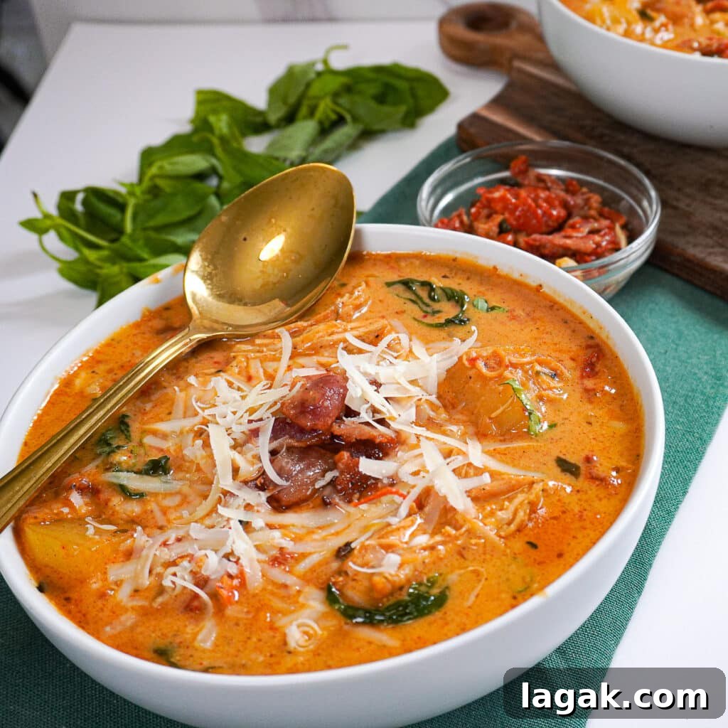 Marry Me Soup Recipe: Creamy Tomato Chicken One-Pot Meal 3 Marry Me Soup served from a pot