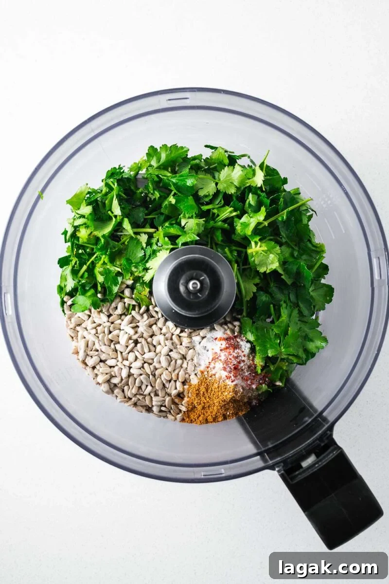 Crispy Baked Falafel Using Canned Chickpeas 5 Sunflower seeds and fresh herbs with spices in a food processor.