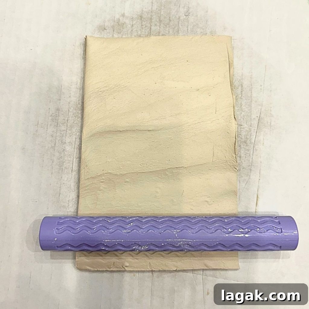 Texturing clay with roller