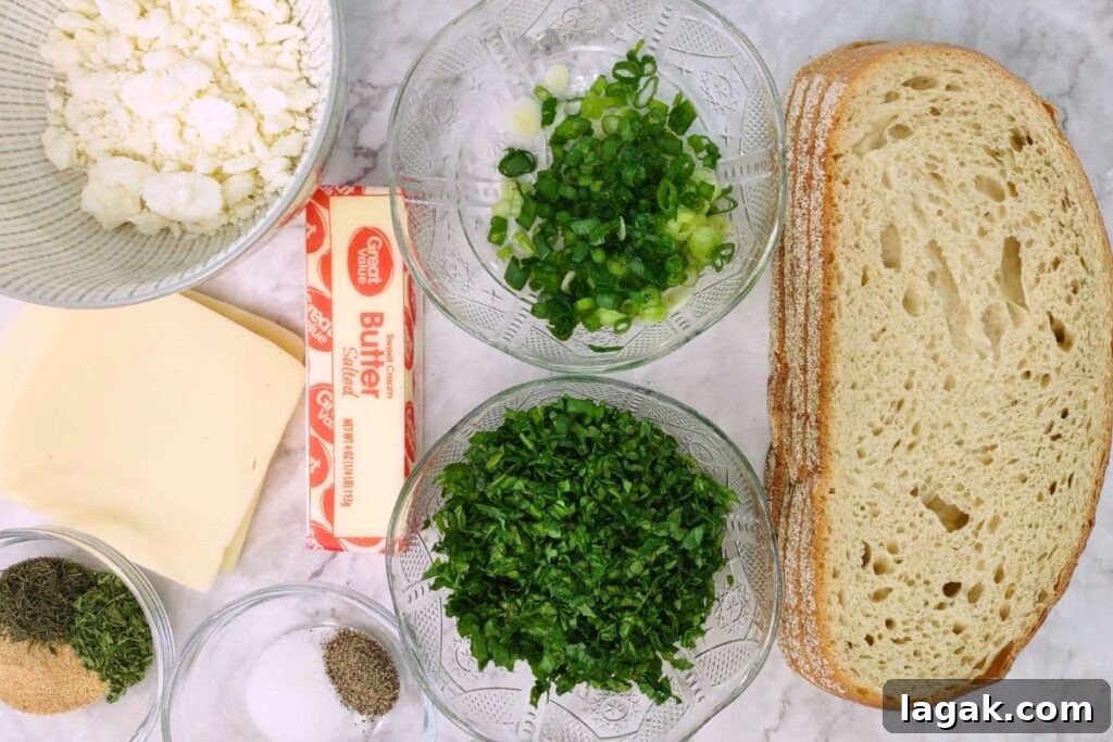 Spanakopita Grilled Cheese Sandwich (Air Fryer Greek-Style) 4 ingredients to make spanakopita grilled cheese in the air fryer
