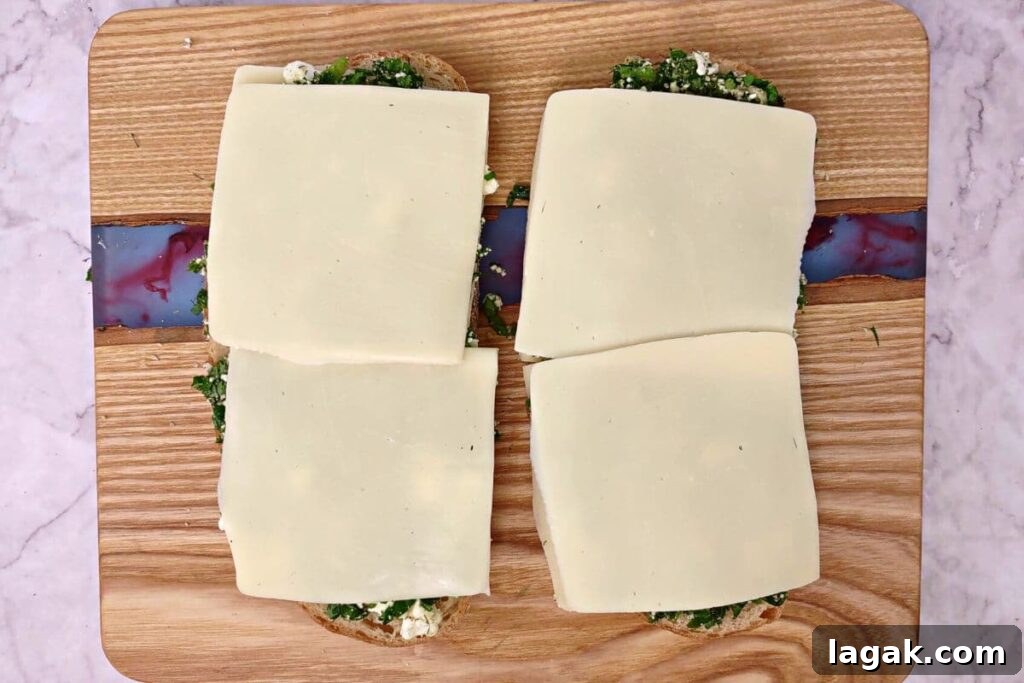 Spanakopita Grilled Cheese Sandwich (Air Fryer Greek-Style) 10 add remaining cheese slices on top of spinach mixture