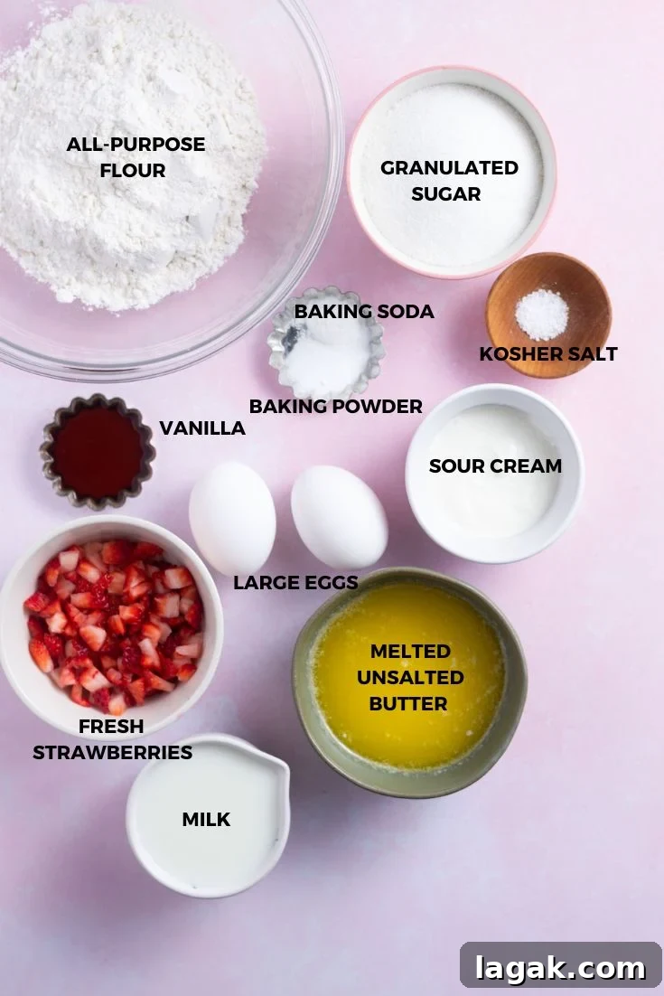 ingredients for strawberry filled cupcakes