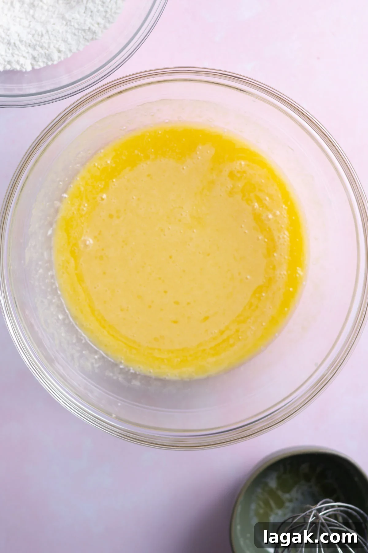 wet ingredients mixed in a bowl