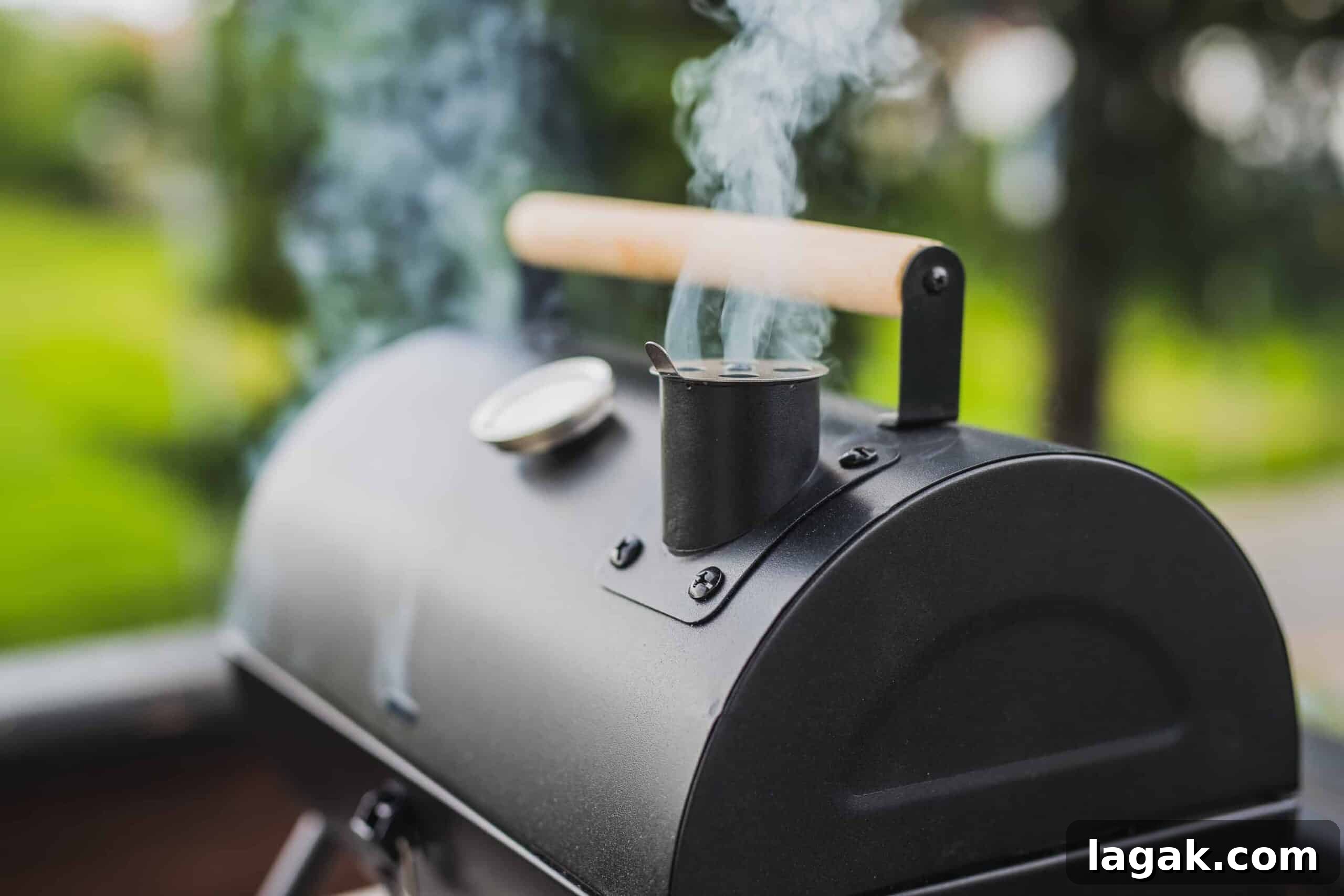 Smoker grill with smoke coming out