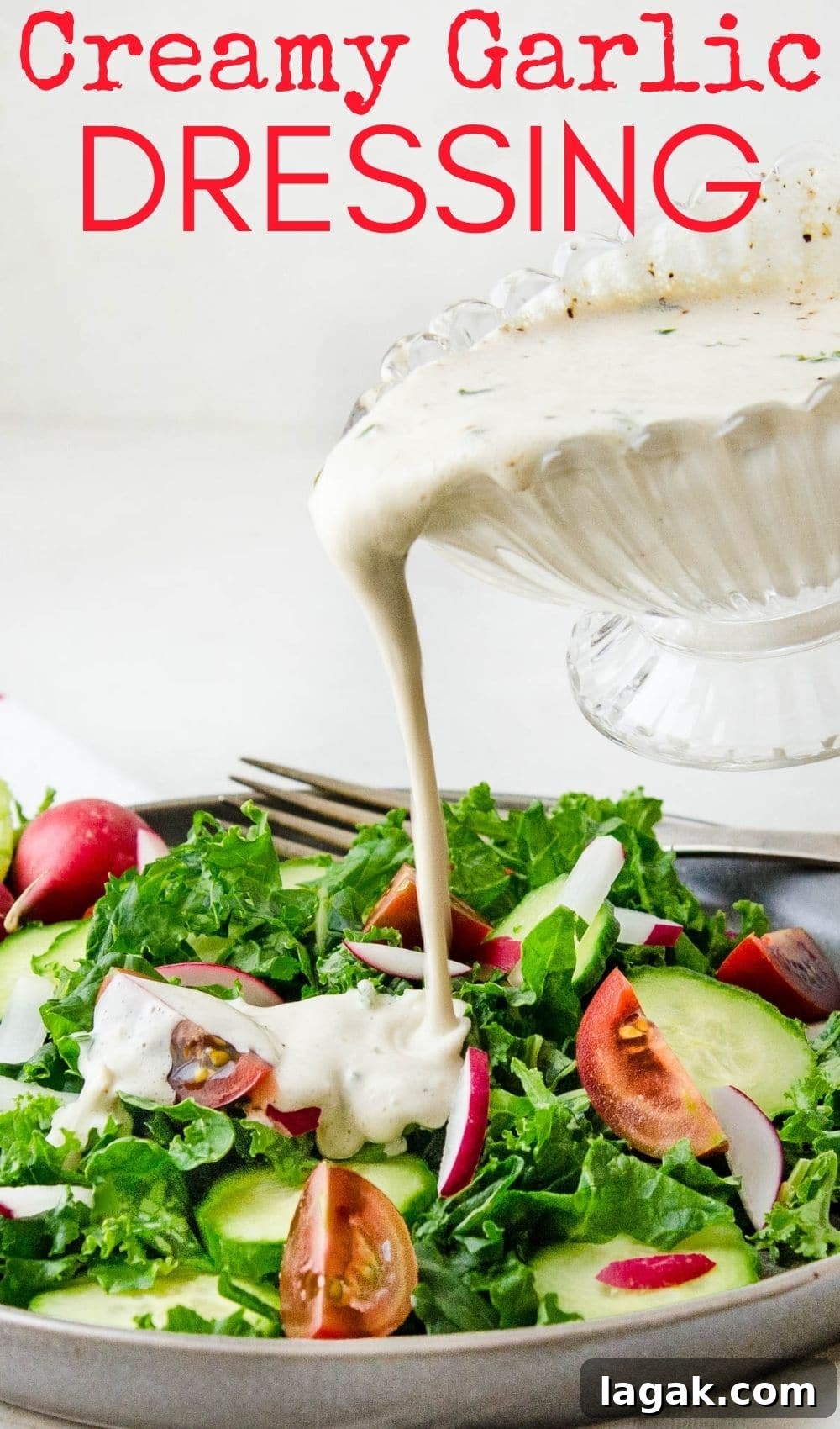 Creamy Garlic Dressing Recipe for Salads and Marinades 9 a pin to save for later.
