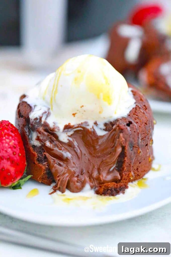 Air Fryer Molten Chocolate Cakes: 4 Delicious Variations 2 chocolate lava cake stuffed with Nutella