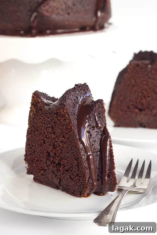 slice of Chocolate Whiskey Cake made from scratch