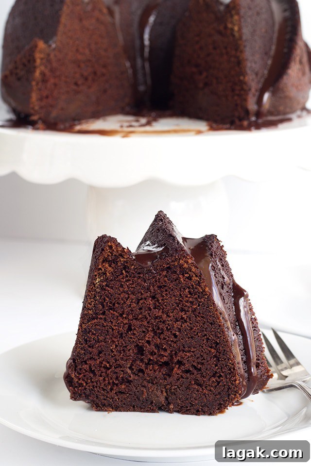 slice of Chocolate Whiskey Cake on a plate
