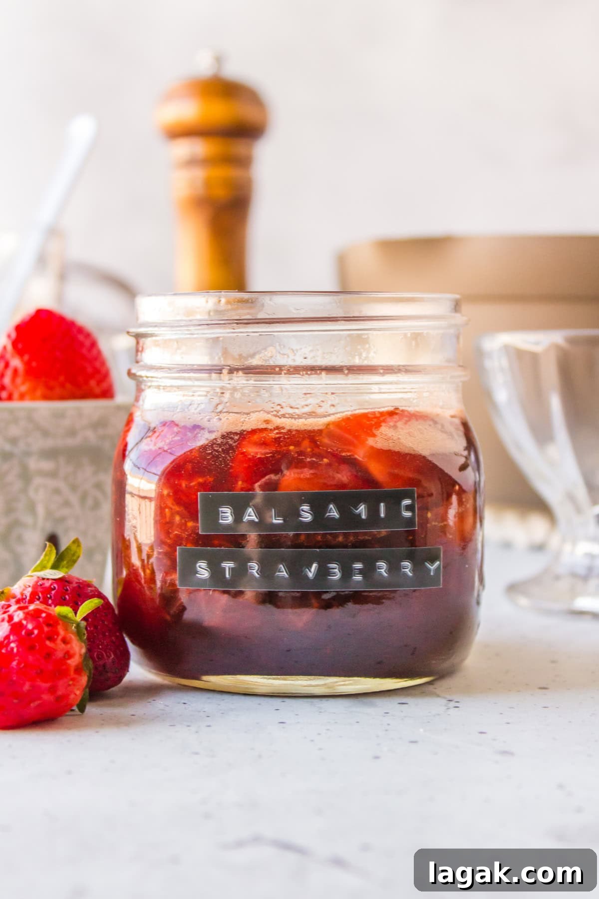 jar of balsamic strawberry sauce