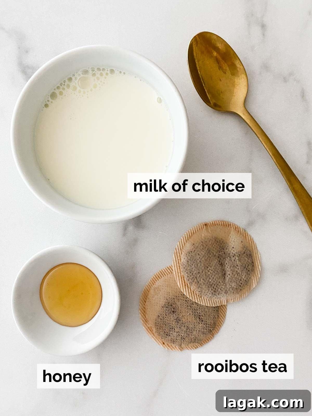 Ingredients for a rooibos latte.