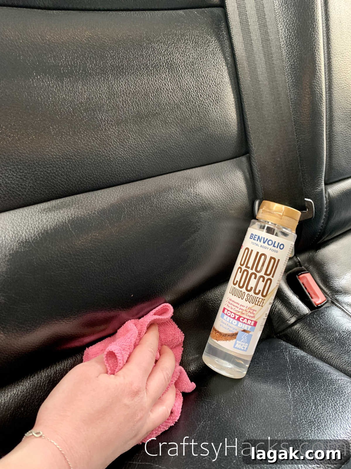 clean car leather with coconut oil